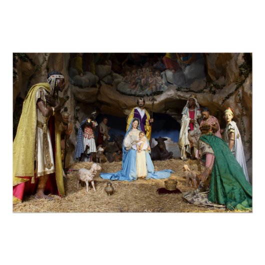 Poster Scène de la Nativité de Noël antique (Devant)