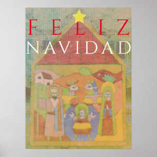 Poster Scène de la Nativité "Feliz Navided"