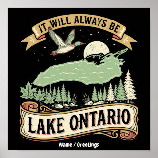 Poster Scène de la nature rétro vintage du lac Ontario