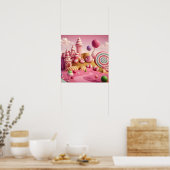 Poster Scène de la Terre des bonbons de Lollipop rose (Cuisine)