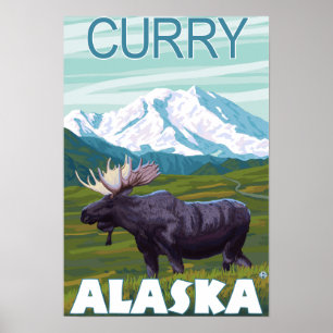Poster Scène de l'orignal - Curry, Alaska