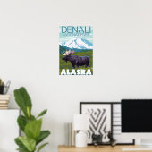 Poster Scène de l'orignal - Parc national Denali, Alaska (Bureau à domicile)