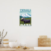 Poster Scène de l'orignal - Parc national Denali, Alaska (Cuisine)