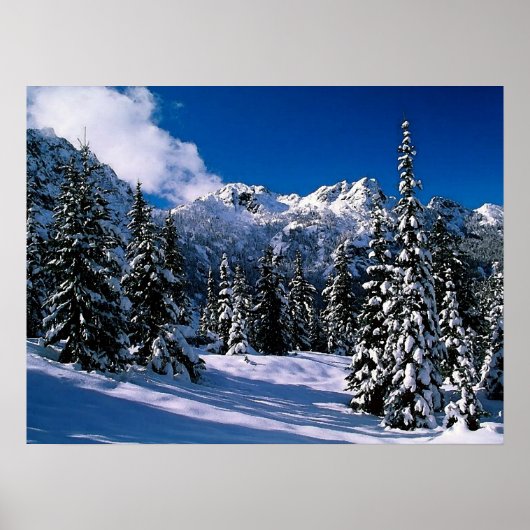 Poster Scène de neige Montagnes d'hiver Imprimer (Devant)