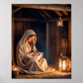 Poster Scène de Noël rustique de la Nativité Paisible Fêt (Devant)