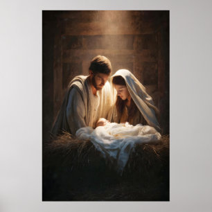 Poster Scène de Noël sur mur Art de la Nativité Jésus