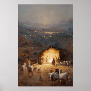 Poster Scène de Noël sur toile Art de la Nativité Jésus