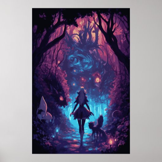 Poster Scène de nuit de l'Anime d'Halloween (Devant)