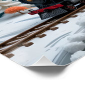 Poster Scène de Papercraft de train d'hiver (Coin)