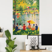 Poster Scène de parc Pointillism aux couleurs d'été vibra (Bureau à domicile)