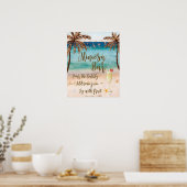 Poster Scène de plage, bar à mimosa, panneau, fête de mar (Cuisine)