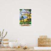 Poster Scène de plage de Cannes Vintage voyage (Cuisine)