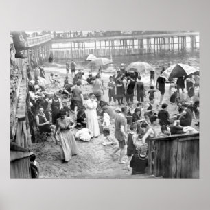 Poster Scène de plage de Coney Island