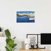 Poster Scène de quai montrant le bateau à skipper (Bureau à domicile)
