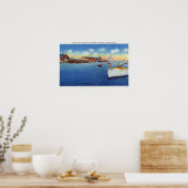 Poster Scène de quai montrant le bateau à skipper (Cuisine)
