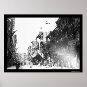 Poster Scène de rue à Chinatown, New York 1913