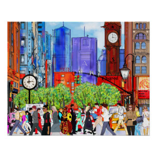 Poster Scène de rue à New York avec des gens traversant l