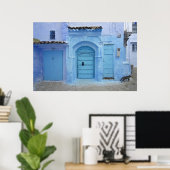 Poster Scène de rue, Chefchaouen (Maroc) (Bureau à domicile)