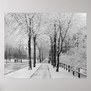 Poster Scène de rue hivernale, 1910. Photo vintage