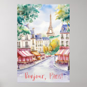 Poster Scène De Rue Parisienne Avec Tour Eiffel (Devant)
