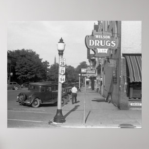 Poster Scène de rue Urbana, Ohio, 1938. Photo vintage