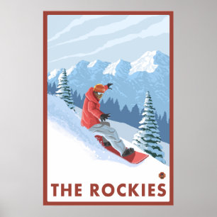 Poster Scène de Snowboarder - Les Rockies