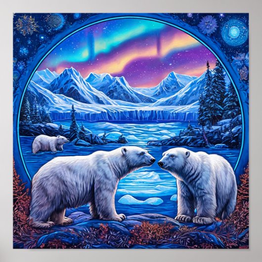 Poster Scène de spectacle de glace des ours polaires (Devant)