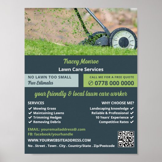 Poster Scène de tonte de pelouse, Services d'entretien de (Devant)