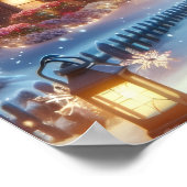 Poster Scène de train de vacances d'hiver enneigée magiqu (Coin)