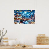 Poster Scène de train de vacances d'hiver enneigée magiqu (Cuisine)