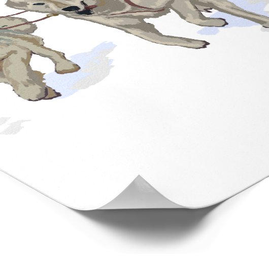 Poster Scène de traînée de chien - Cordova, Alaska (Coin)