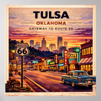 Scène de voyage vintage sur la route 66 à Tulsa Ok