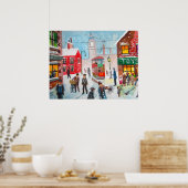 Poster Scène des neiges la cheminée d'hiver balaie la pei (Cuisine)