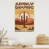 Poster Scène désertique rétro avec cactus (Cuisine)