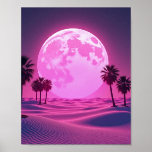 Poster Scène désertique surréelle Vaporwave