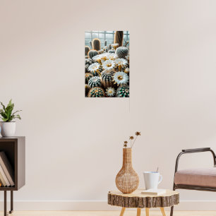 Poster Scène désertique vibre, grands cactus, silhouette 