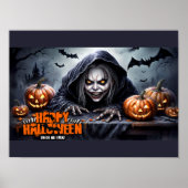 Poster Scène d'Halloween de goule encapuchonnée effrayant (Devant)
