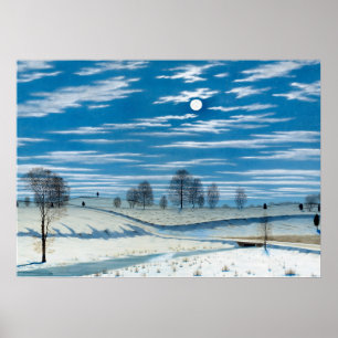 Poster Scène d'hiver au clair de lune par Henry Farrer