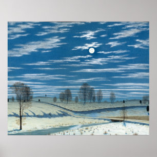 Poster Scène d'hiver Henry Farrer au clair de lune