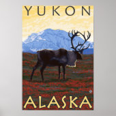 Poster Scène du caribou - Yukon, Alaska (Devant)