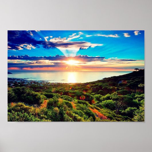 Poster Scène du coucher du soleil (Devant)