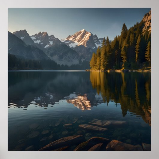 Poster Scène du lever du soleil alpin (Devant)
