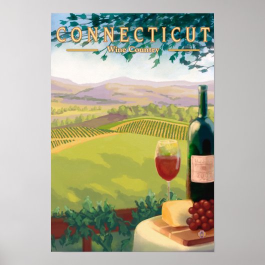 Poster Scène du pays du ConnecticutWine (Devant)