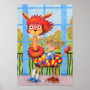 Poster Scène étrange de cheval à cheval.