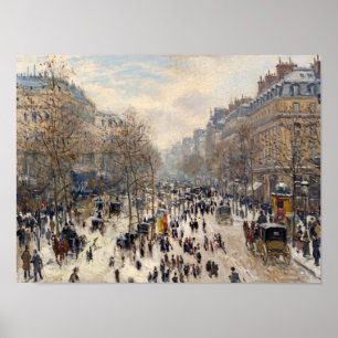 Poster Scène hivernale boulevard Paris