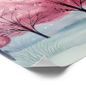 Poster Scène hivernale de la menthe et des sapins roses (Coin)