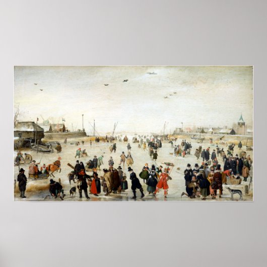 Poster Scène hivernale Hendrick Avercamp sur un canal gel (Devant)