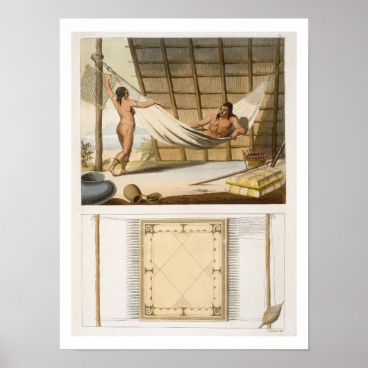 Poster Scène intérieure représentant des Indiens (gravure (Devant)
