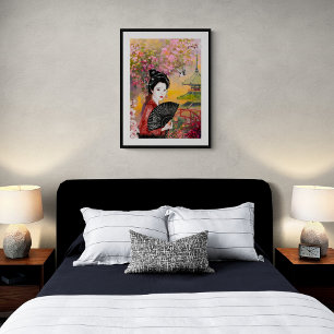 Poster Scène Japonaise Avec Une Femme