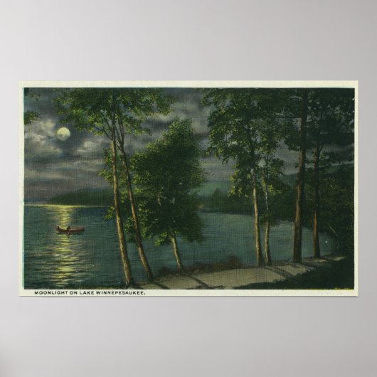 Poster Scène Lune sur le lac (Devant)